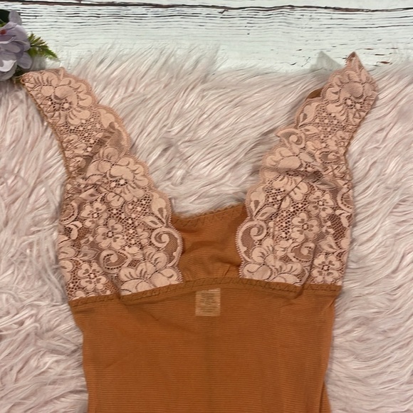 NWT HAH Hot as Hell Orange Blush Mesh Lace Trim Bodysuit - Picture 4 of 8